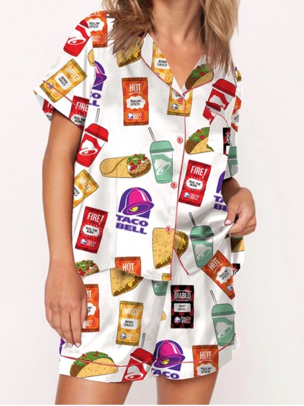 Sheshow Taco Bell Pajamas 2 Piece Set Size Medium NEW